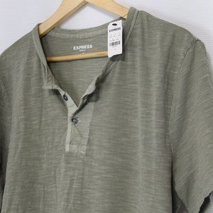 Express Men's Henley Short Sleeve Size Large Green New With Tags